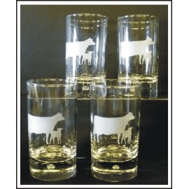 Sets de 4 verres à soda sur le thème de la ferme et ses animaux