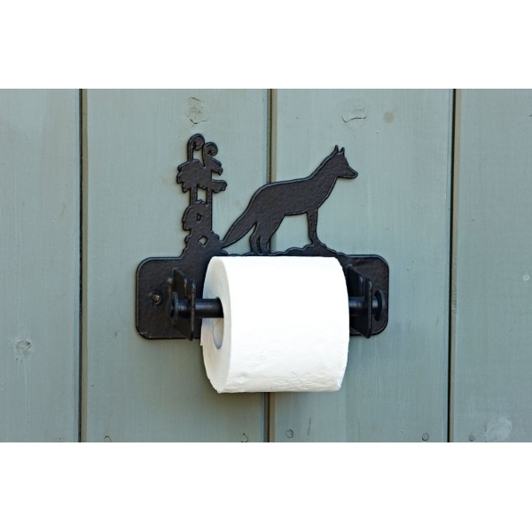 un porte-rouleau de papier toilette en fer décoré d'une silhouette